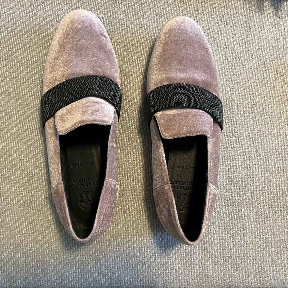 Brunello Cucinelli Men's Velvet Loafers - Gray